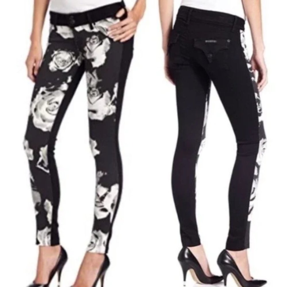 Black and White Floral Women's Jeans